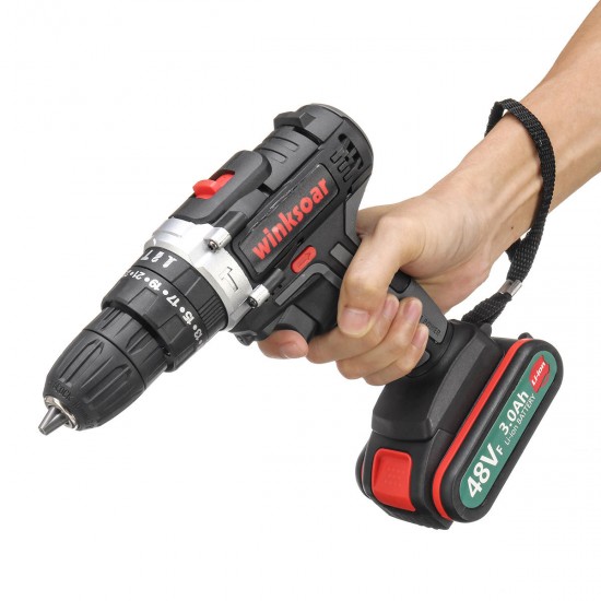 48VF 3.0Ah Cordless Power Drills Rechargable Electric Drill 25+1 Torque Drilling Power Tool