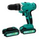 68FV Household Lithium Electric Screwdriver 2 Speed Impact Power Drills Rechargeable Drill Driver W/ 2 Li-ion Batteries