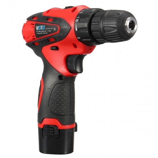 DC 12V Power Drills Two Speed Electric Screwdriver 2 Batteries 1 Charger Screw Driver Tools Kit