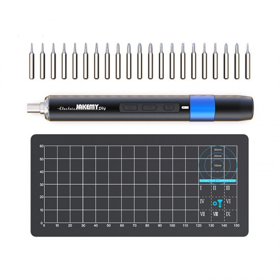 JM-Y04 25in1 Electric Screwdriver Rechargeable Precision Screw Driver Manual/Electric Phone Camera Repair Tools W/ 21pcs Screw Bits & 1pc Magnetic Measuring Mat