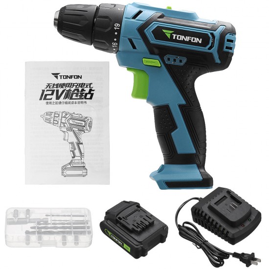 3 in 1 12V Rechargable Impact Drill Cordless Electric Screwdriver Drill with Bits