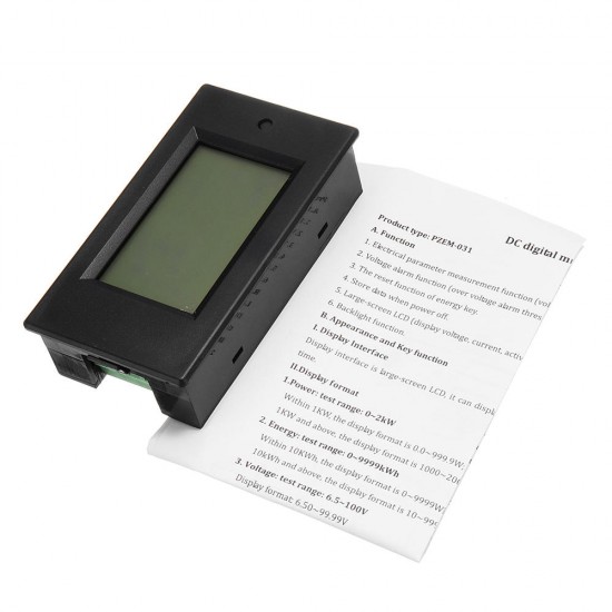 20A DC Digital Multi-function Voltage Current Power Electric Energy Meter Battery Tester Built-in Sh