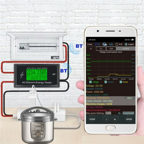 AT3010 AC50~320V 100A 3KKW Phone App AC Meters Digital Voltage Meters indicator Power Energy Meter Voltmeter Ammeter Current Amps Volt Wattmeter Tester AT3010 AC50~320V 100A 3KKW Phone App AC Meters Digital Voltage Meters indicator Power Energy Meter Voltmeter Ammeter Current Amps Volt Wattmeter Tester