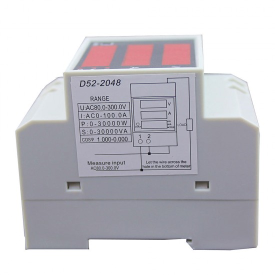 D52-2048 Digital Energy Meter LED Active Power Factor Multi-Functional Power Meter Voltmeter Current Meter AC80-300V,0-100A D52-2048 Digital Energy Meter LED Active Power Factor Multi-Functional Power Meter Voltmeter Current Meter AC80-300V,0-100A