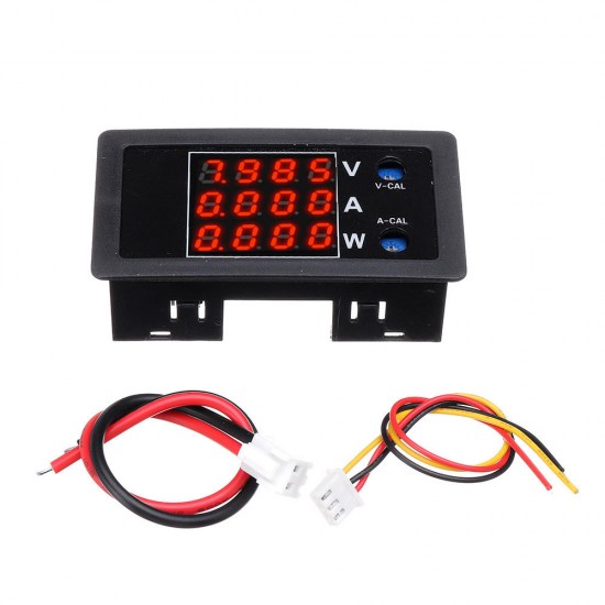 DC0-100V 10A DC Voltmeter and Ammeter Digital Dual Display 4-digit High Precision Power Meter Red-Red-Red