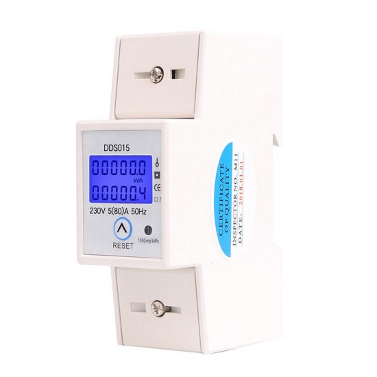DDS015 Backlights Single Phase Energy Meter 5-80A 230V 50Hz Wattmeter Power Consumption Watt Electronic Energy Meter With Reset Function