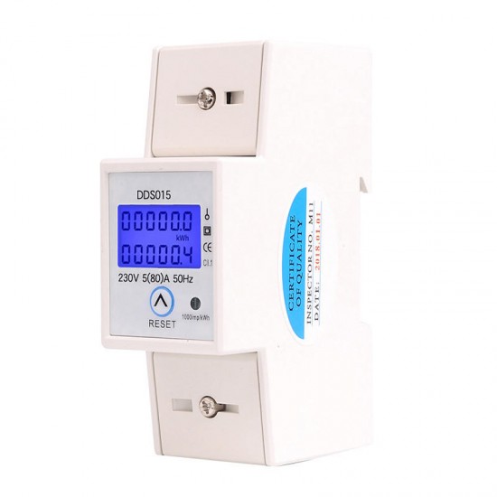 DDS015 Backlights Single Phase Energy Meter 5-80A 230V 50Hz Wattmeter Power Consumption Watt Electronic Energy Meter With Reset Function DDS015 Backlights Single Phase Energy Meter 5-80A 230V 50Hz Wattmeter Power Consumption Watt Electronic Energy Meter With Reset Function