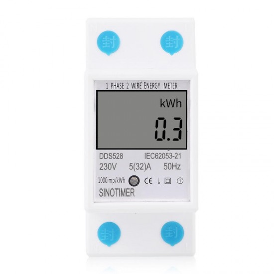 DDS528 LCD Digital Display Energy Meter 230V AC 50Hz Power Consumption kWh Meter Single Phase Energy Meter Watt Wattmeter