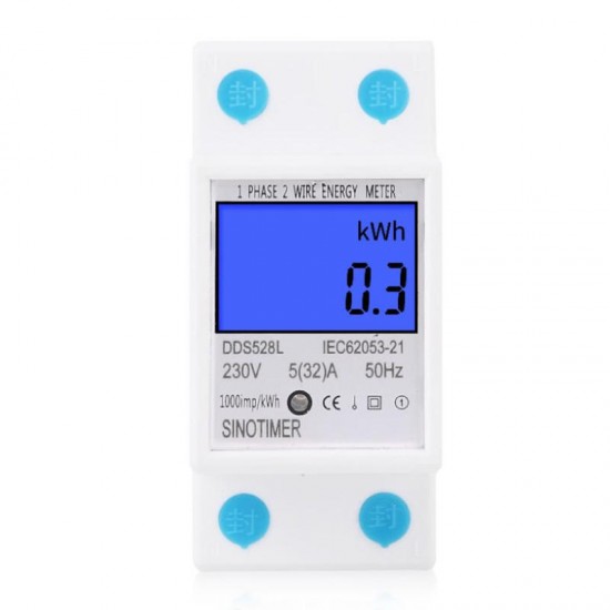 DDS528L LCD Digital Display Energy Meter 230V AC 50Hz Single Phase Backlit Display Wattmeter Power Consumption Energy kWh Electricity Meter DDS528L LCD Digital Display Energy Meter 230V AC 50Hz Single Phase Backlit Display Wattmeter Power Consumption Energy kWh Electricity Meter