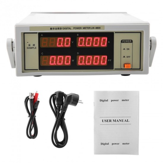 LW-9800 Digital Power Meter with BNC Connect Cable AC100-240V 600V 20A