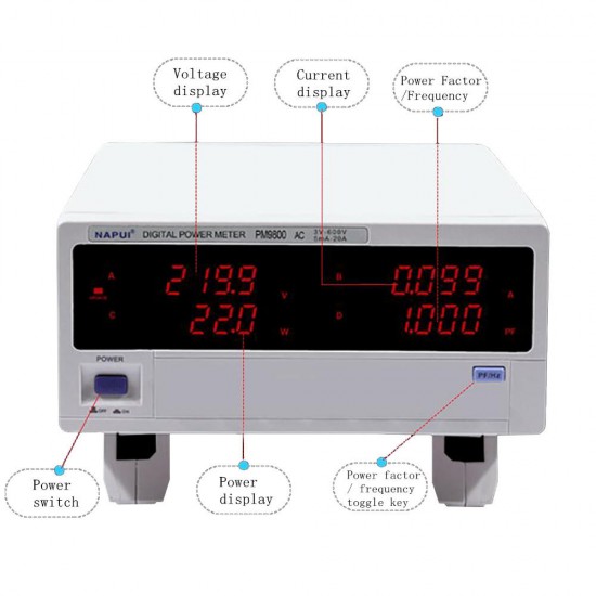 PM9800 AC Voltage Current Power Factor & Digital Power Meter Tester Dynamometer Electrical Parameter Tester