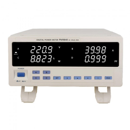 PM9840 Bench TRMS AC Voltage Current Power Meter High-power Electric Type 600V 40A