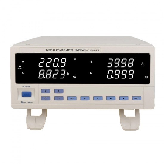 PM9840 Bench TRMS AC Voltage Current Power Meter High-power Electric Type 600V 40A PM9840 Bench TRMS AC Voltage Current Power Meter High-power Electric Type 600V 40A