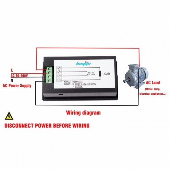 021 4 in 1 LCD Voltage Current Active Power Energy Meter Blue Backlight Panel Voltmeter Ammeter KWH Meter 0-20A 80-260V 50/60HZ