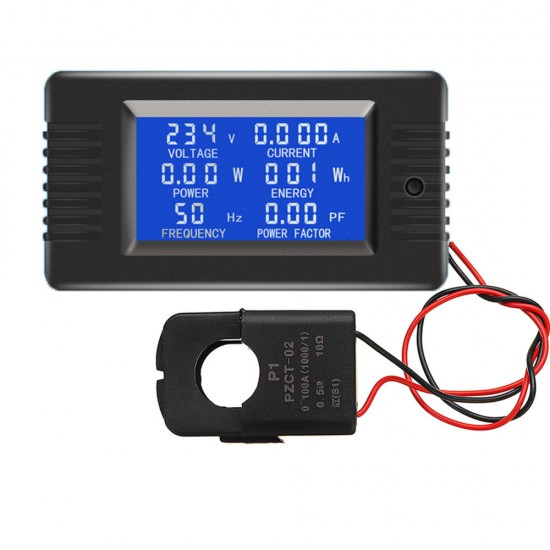 022 Open and Close CT 100A AC Digital Display Power Monitor Meter Voltmeter Ammeter Frequency Current Voltage Factor Meter with Split CT