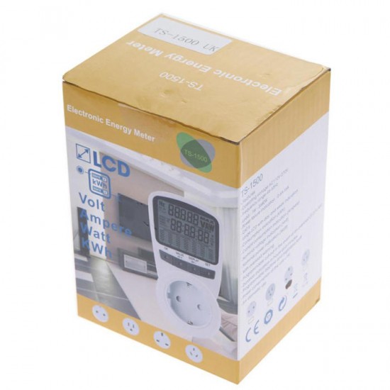 TS-1500 Professional Digital LCD Electric Power Energy Meter Voltage Wattage Current Monitor EU/US/UK Plug TS-1500 Professional Digital LCD Electric Power Energy Meter Voltage Wattage Current Monitor EU/US/UK Plug