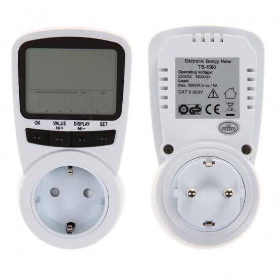 TS-1500 Professional Digital LCD Electric Power Energy Meter Voltage Wattage Current Monitor EU/US/UK Plug TS-1500 Professional Digital LCD Electric Power Energy Meter Voltage Wattage Current Monitor EU/US/UK Plug