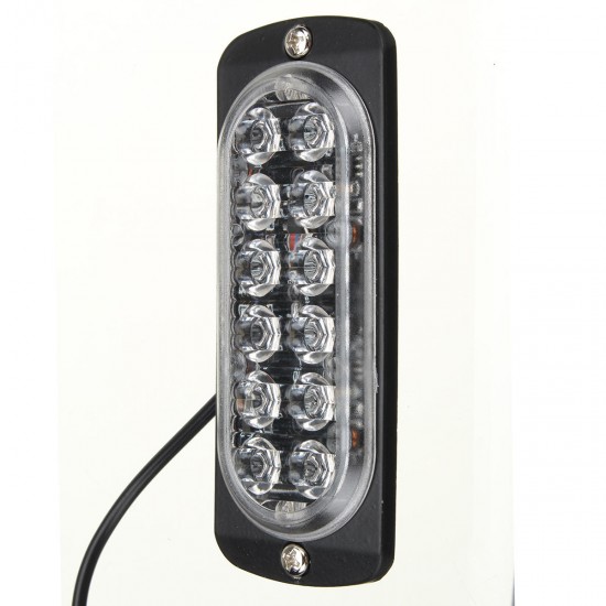 12 LED Amber Car Emergency Flashing Light vehicle Strobe Flash Warning Lamp 6500K 12/24V 36W