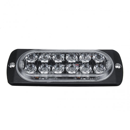 12 LED Amber Car Emergency Flashing Light vehicle Strobe Flash Warning Lamp 6500K 12/24V 36W