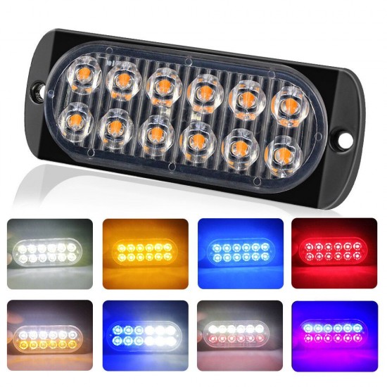 12LED Amber Car Emergency Flashing Light vehicle Strobe Flash Warning Lamp 6500K 12/24V 36W 18 Kind Flashing Model