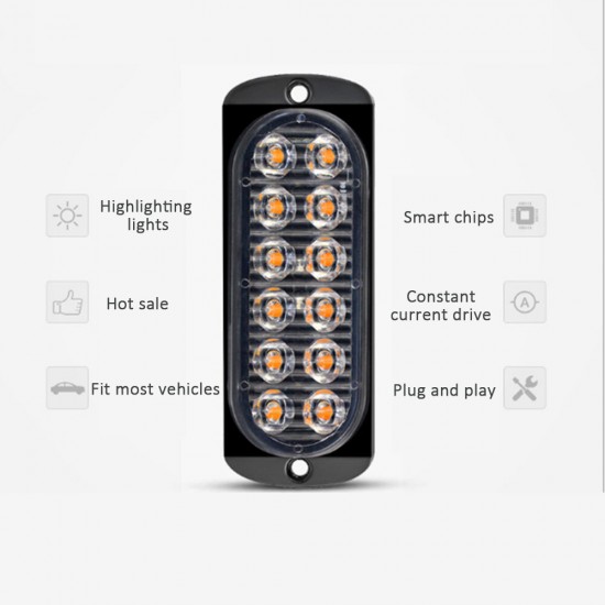 12LED Amber Car Emergency Flashing Light vehicle Strobe Flash Warning Lamp 6500K 12/24V 36W 18 Kind Flashing Model 12LED Amber Car Emergency Flashing Light vehicle Strobe Flash Warning Lamp 6500K 12/24V 36W 18 Kind Flashing Model