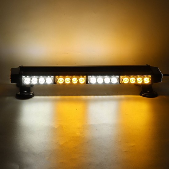 12V 20inch 38LED Car Roof Double Side Emergency Strobe Flash Light Lamp Bar White and Amber For Car Truck Boat