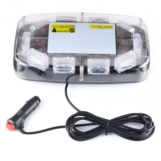 12V-24V 30 LED Mini Amber Flashing Emergency Light Bar Strobe Rotating Beacon Warning Lamp