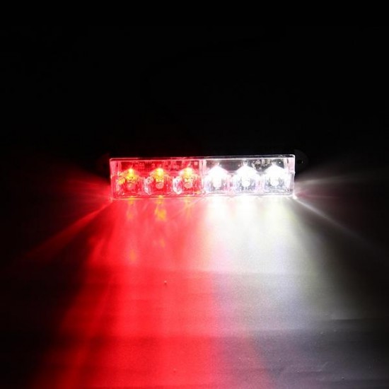 12V Red &White 6LED Emergency Warning Strobe Flashing Light Bar For Car SUV 12V Red &White 6LED Emergency Warning Strobe Flashing Light Bar For Car SUV