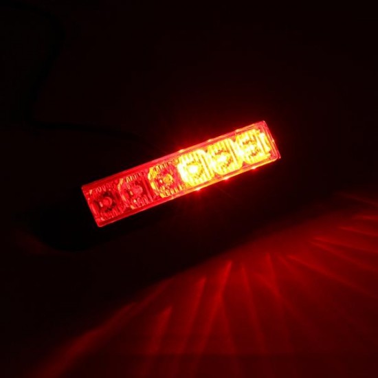 12V Red &White 6LED Emergency Warning Strobe Flashing Light Bar For Car SUV 12V Red &White 6LED Emergency Warning Strobe Flashing Light Bar For Car SUV