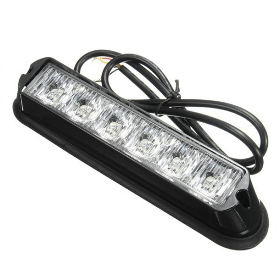 12V Red &White 6LED Emergency Warning Strobe Flashing Light Bar For Car SUV 12V Red &White 6LED Emergency Warning Strobe Flashing Light Bar For Car SUV
