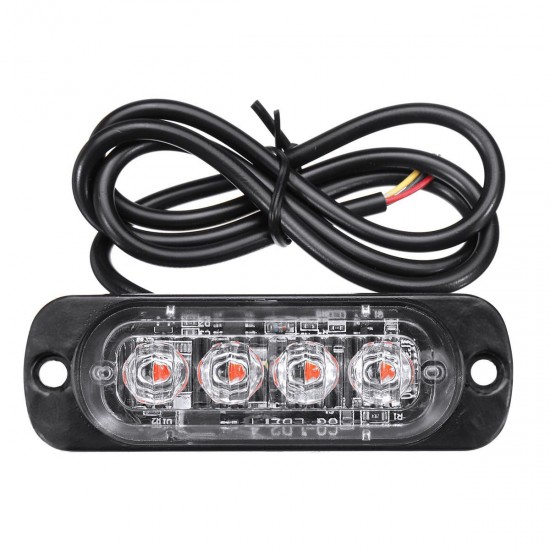 12W 4 LED Flash Strobe Warning Light Emergency Lamp Red/White 12/24V For Car Truck Motorcycle 12W 4 LED Flash Strobe Warning Light Emergency Lamp Red/White 12/24V For Car Truck Motorcycle