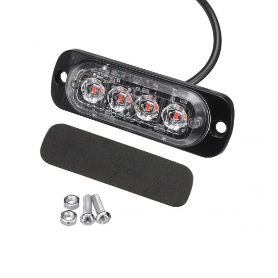 12W 4 LED Flash Strobe Warning Light Emergency Lamp Red/White 12/24V For Car Truck Motorcycle 12W 4 LED Flash Strobe Warning Light Emergency Lamp Red/White 12/24V For Car Truck Motorcycle