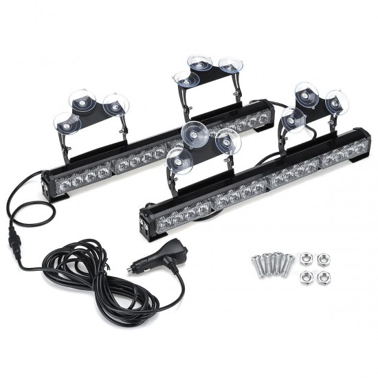17 Inch 32 LED Car Roof Windshield Emergency Hazard Warning Flash Strobe Light Bar Lamp with suction cup Amber & White 17 Inch 32 LED Car Roof Windshield Emergency Hazard Warning Flash Strobe Light Bar Lamp with suction cup Amber & White