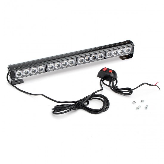 18Inch 16LED Emergency Traffic Advisor Flash Strobe Light Bar Warning Lamp White+Amber Color with Switch