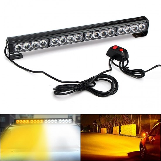 18Inch 16LED Emergency Traffic Advisor Flash Strobe Light Bar Warning Lamp White+Amber Color with Switch 18Inch 16LED Emergency Traffic Advisor Flash Strobe Light Bar Warning Lamp White+Amber Color with Switch