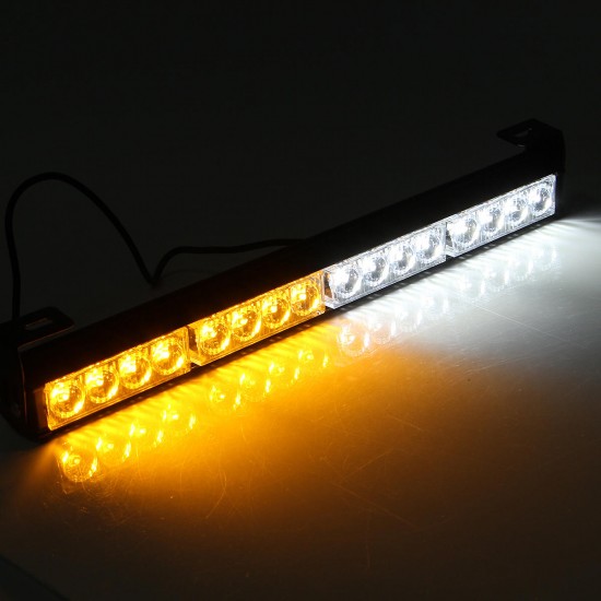 18Inch 16LED Emergency Traffic Advisor Flash Strobe Light Bar Warning Lamp White+Amber Color with Switch 18Inch 16LED Emergency Traffic Advisor Flash Strobe Light Bar Warning Lamp White+Amber Color with Switch