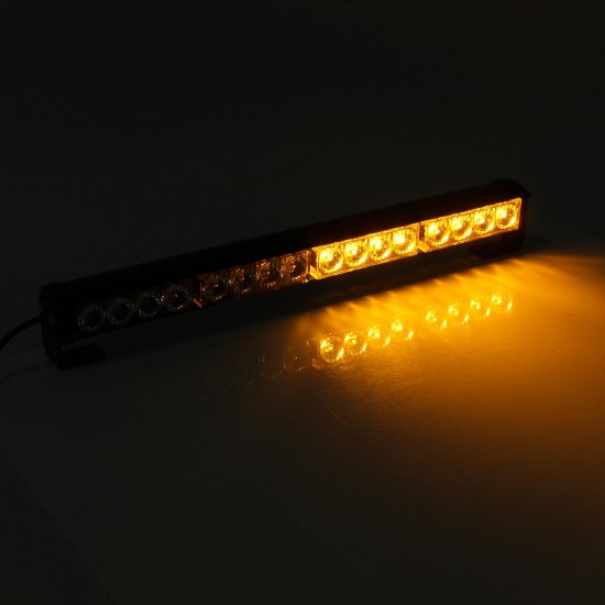 18Inch 16LED Emergency Traffic Advisor Flash Strobe Light Bar Warning Lamp White+Amber Color with Switch