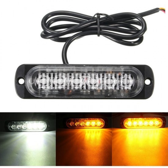 18W 6 LED Car Strobe Lights Bar 12V-24V Emergency Warning Flashing Lamp Amber/White/Amber+White 18W 6 LED Car Strobe Lights Bar 12V-24V Emergency Warning Flashing Lamp Amber/White/Amber+White
