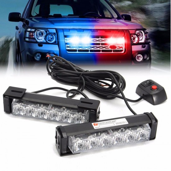 2 in 1 LED Strobe Lights Front Grille Flashlight Warning Lamp 12V 6W for SUV Truck Off Road Car