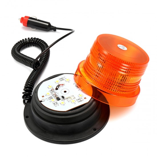 24W Amber LED Rotary Emergency Light Flash Stobe Beacon Warning Lamp for Car Truck