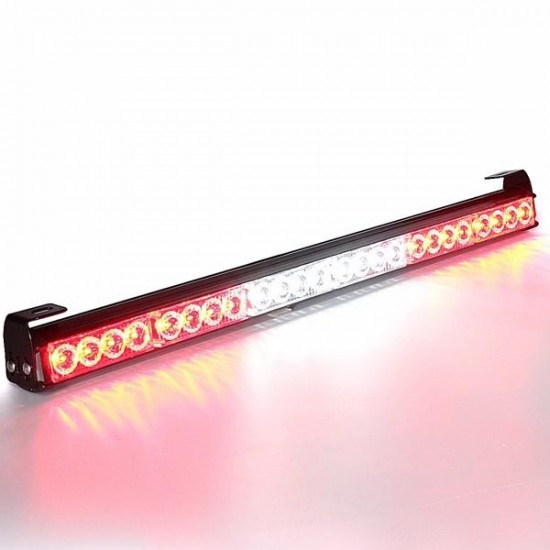 27inch 24 LED White Red Emergency Warning Light Bar Traffic Strobe Flashing Light