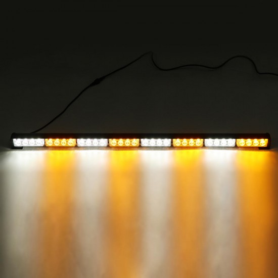 35 Inch 12V 32W 32 LED Car Traffic Advisor Emergency Hazard Warning Signal Strobe Light Bar Amber White Lamp