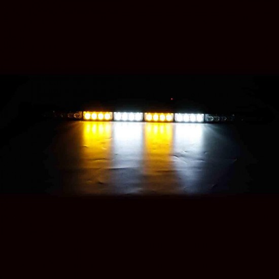 35Inch 32 LED Warning Strobe Light Traffic Advisor Emergency Hazard Bar Amber+White