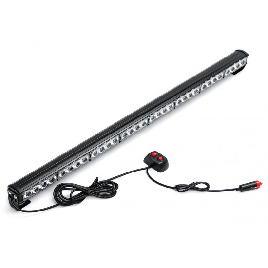 36Inch 32 LED Emergency Warning Light Bar Traffic Advisor Strobe Lamp Amber+White Dual Color 12V for Ambulance Truck