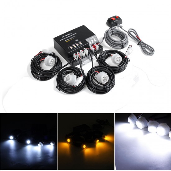 4 LED Bulbs Hide Away Emergency Hazard Warning Flash Strobe Light Kit 80W 12V Universal 4 LED Bulbs Hide Away Emergency Hazard Warning Flash Strobe Light Kit 80W 12V Universal