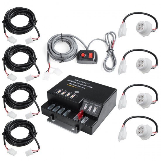 4 LED Bulbs Hide Away Emergency Hazard Warning Flash Strobe Light Kit 80W 12V Universal 4 LED Bulbs Hide Away Emergency Hazard Warning Flash Strobe Light Kit 80W 12V Universal