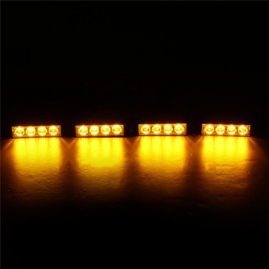 4PCS LED Constant Bright Strobe Lights Side Tail Light Yellow for 12-24V Cargo Truck