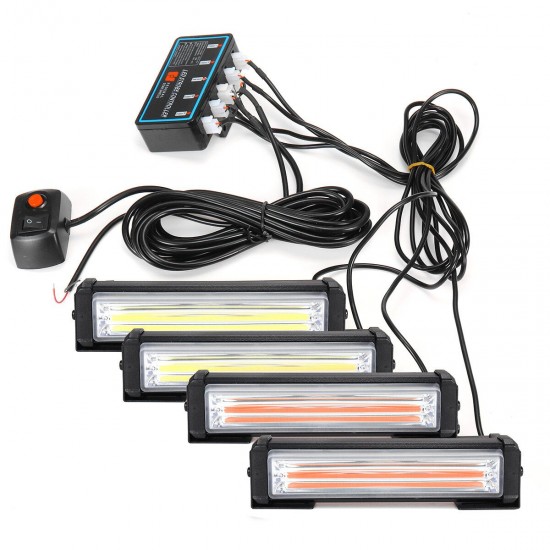4Pcs Universal 12V 24V Car COB Strobe Flash Warning Lights 36W One For Four 4Pcs Universal 12V 24V Car COB Strobe Flash Warning Lights 36W One For Four