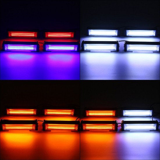 4Pcs Universal 12V 24V Car COB Strobe Flash Warning Lights 36W One For Four 4Pcs Universal 12V 24V Car COB Strobe Flash Warning Lights 36W One For Four