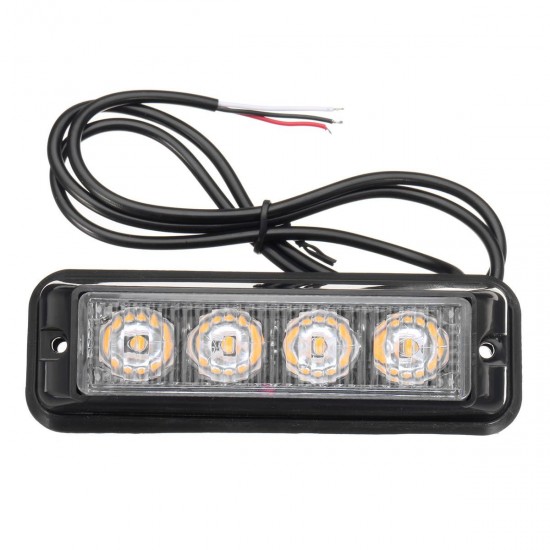 4W LED Strobe Flash Light Side Marker Emergency Beacon Warning Lamp Yellow 12V-24V for Car Truck